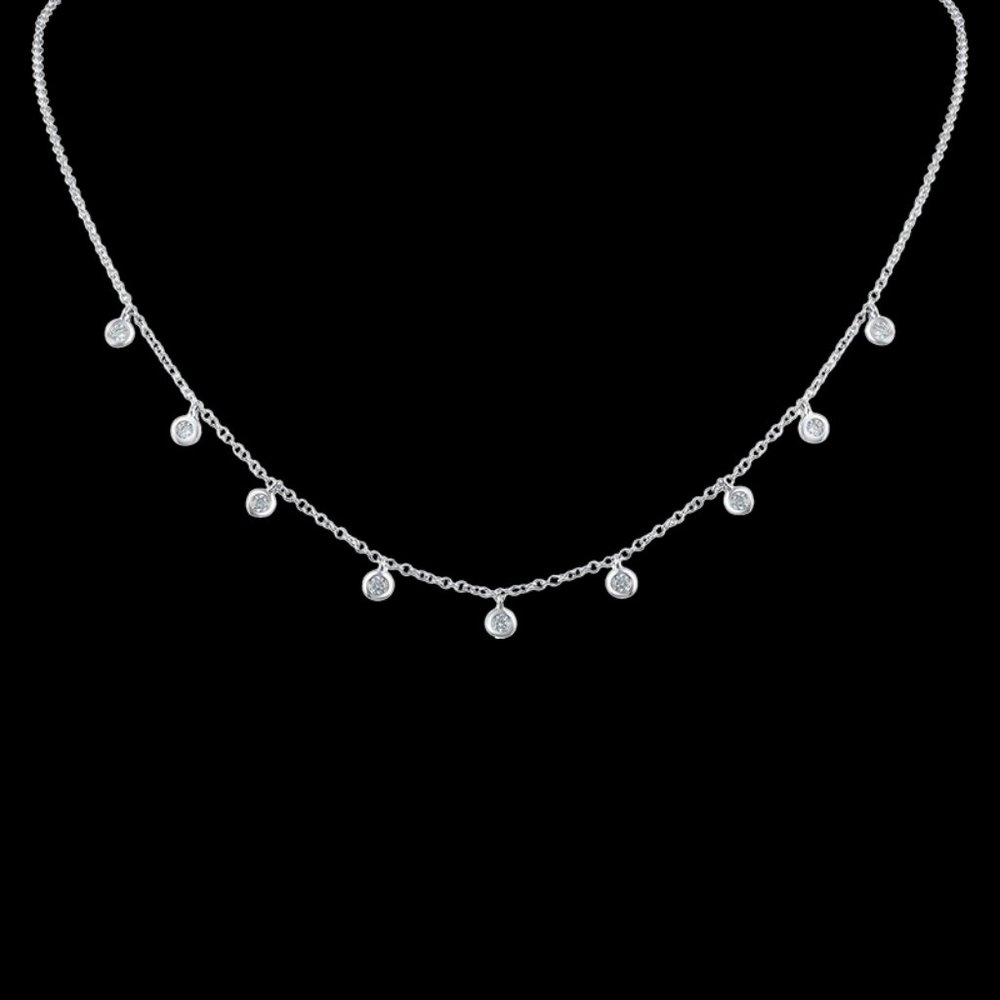 NWT CZ BY KENNETH JAY LANE 1 CTTW Round Bezel 9-Dangle Necklace